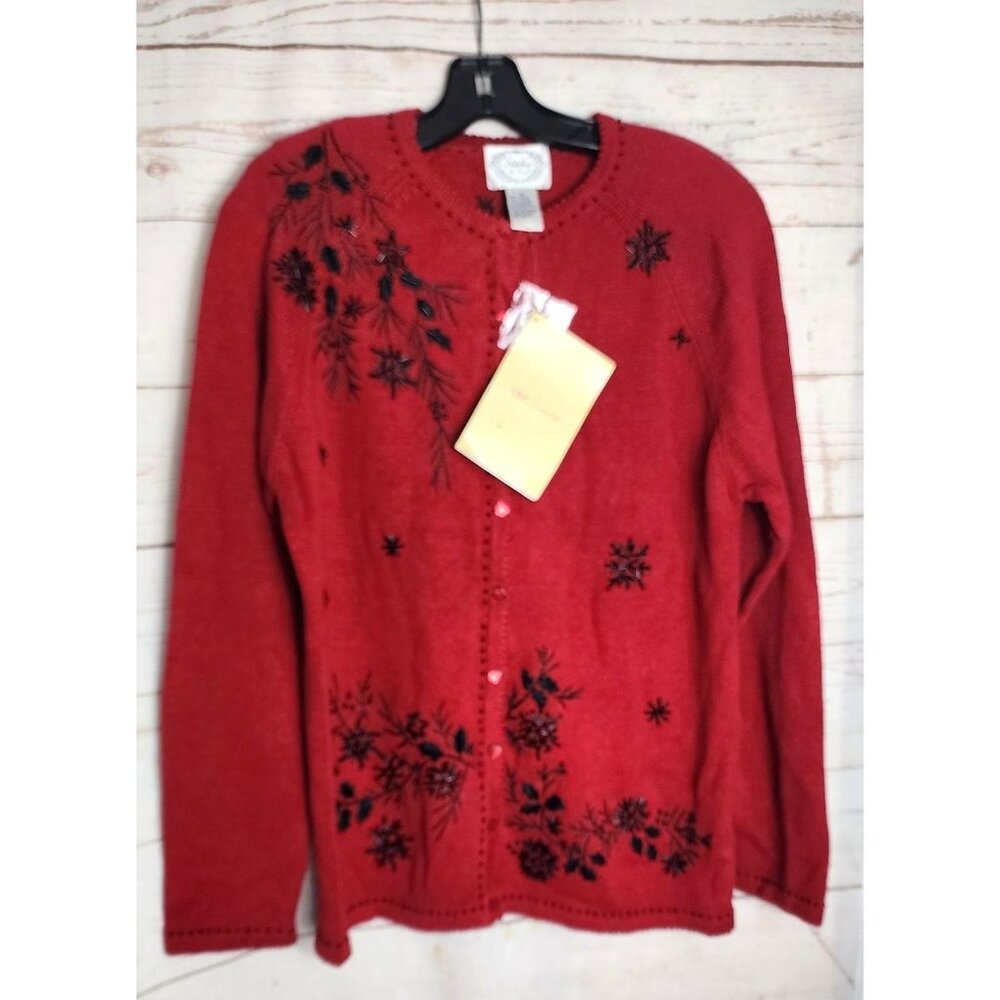 QVC Style Stitches In Time Medium Ramie/Cotton Red Vintage Sweater | Retro 80s